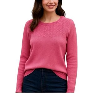 Talbots Women Pink Crew Neck Sweater Cotton Cashmere Blend Size M